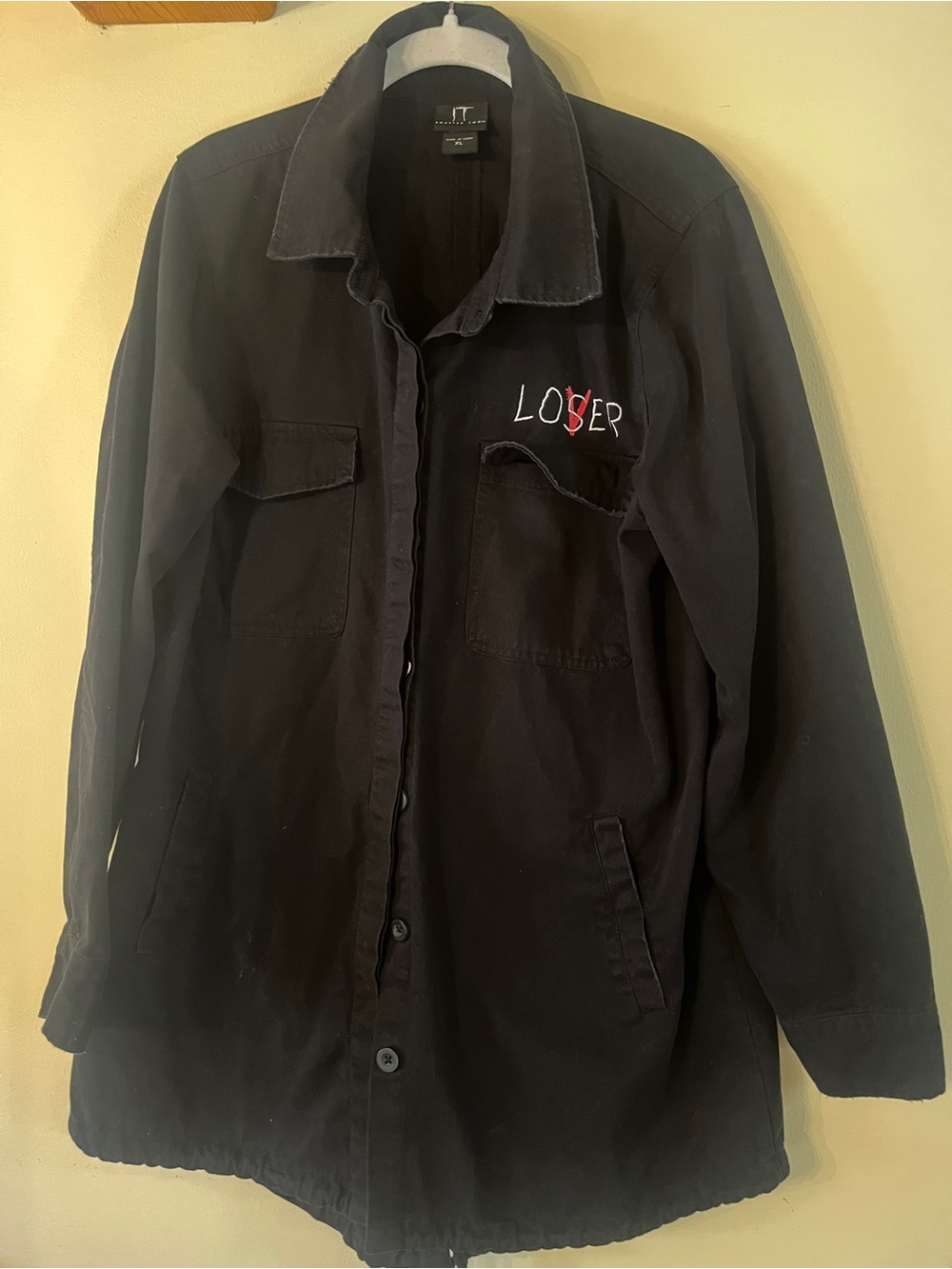 Halloween IT Movie official merch Black parka with LOSER Embroidery XL cotton - Picture 3 of 5
